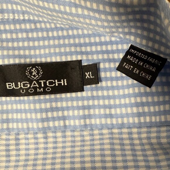 Bugatchi Uomo Short Sleeve Button Down Blue & White Check Sz XL - Picture 2 of 7
